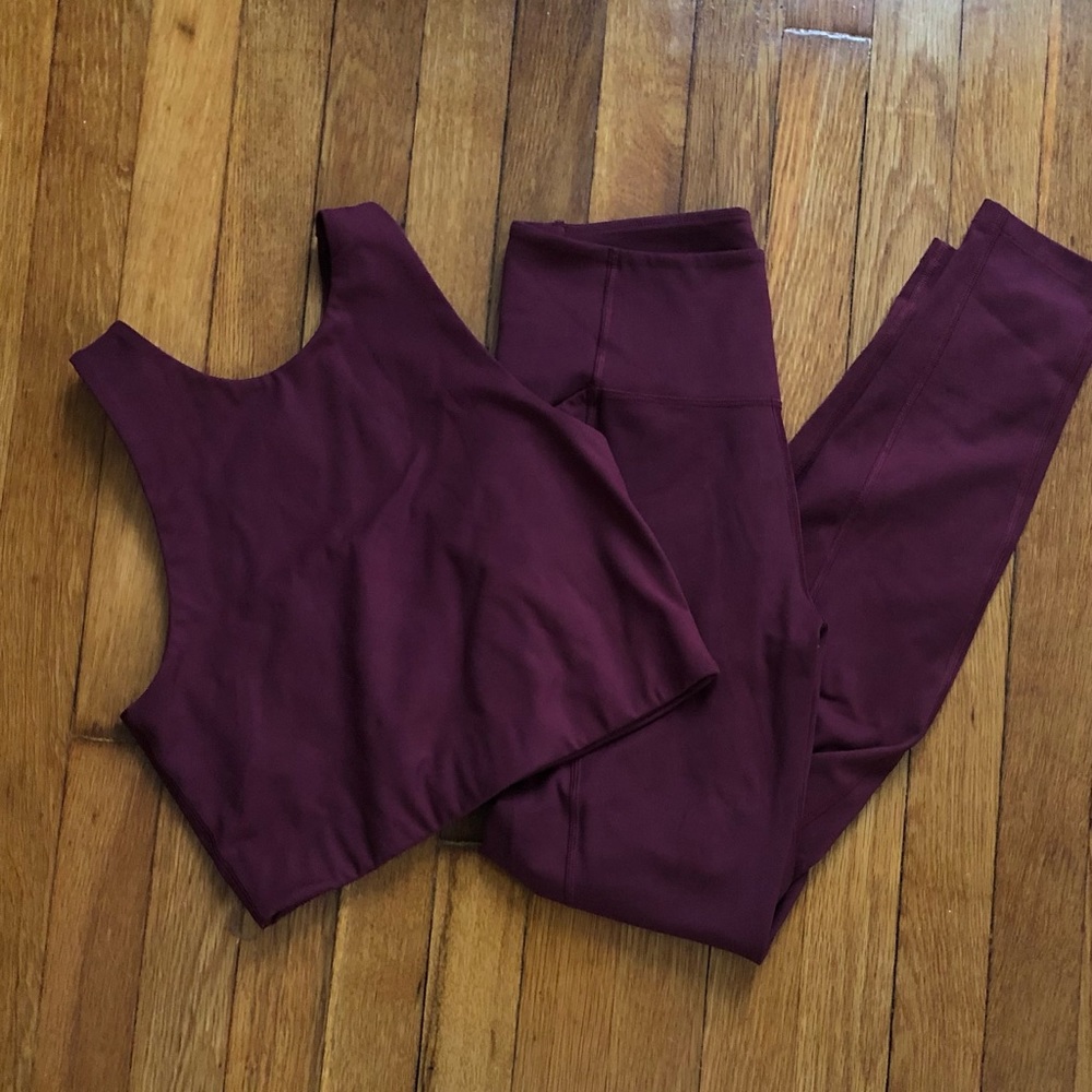 Girlfriend dylan crop and legging set in mulberry